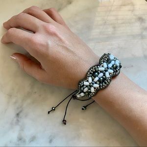 Anthropologie Beaded Drawstring Cuff Bracelet